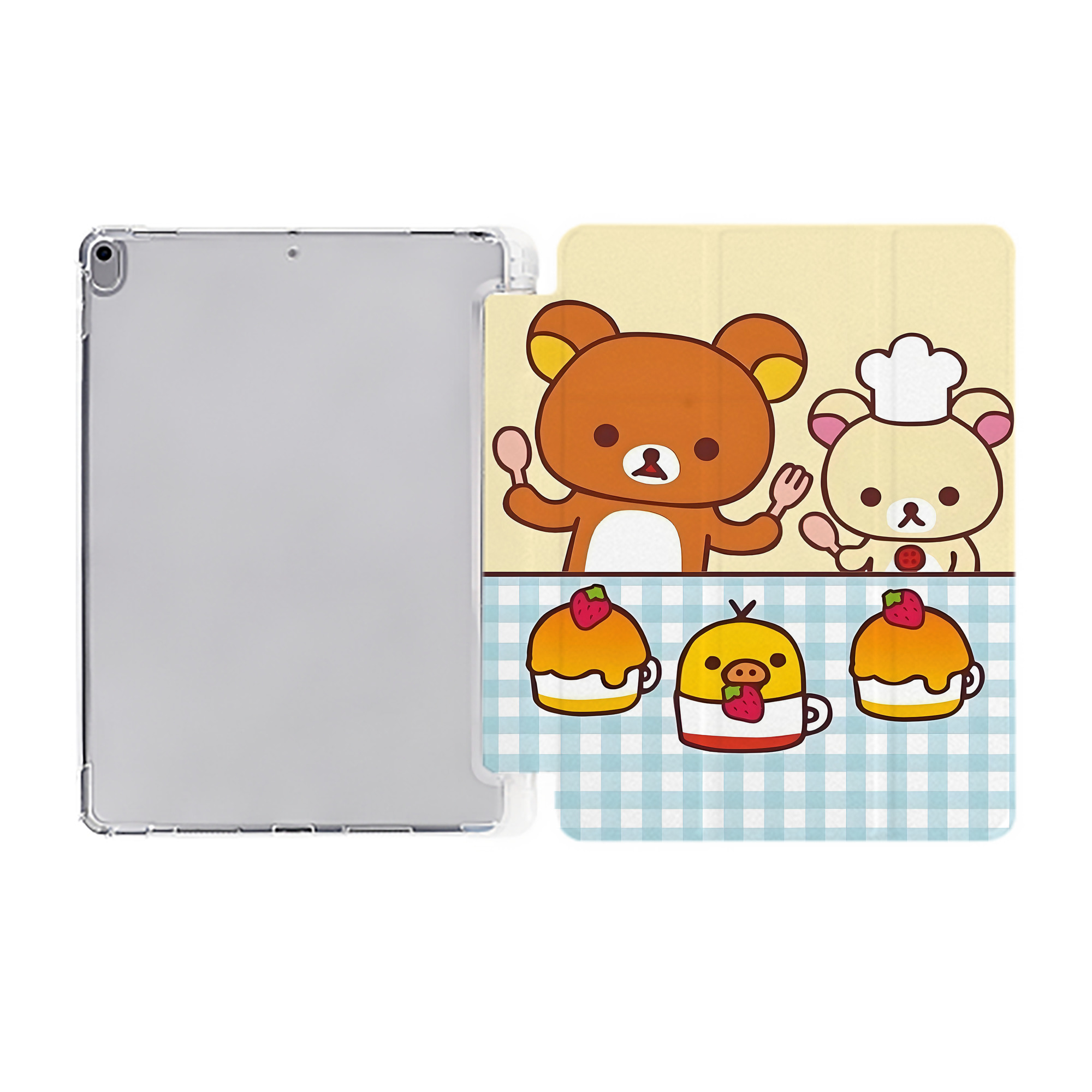 （画像用） リラックマ リラックマ キイロイトリ Rilakkuma Korilakkuma Kiiroitori IPad ケース ペン収納付き 三つ折りスタンド PUレザー×シリコン 対応機種9.5/10.5/10.9インチ